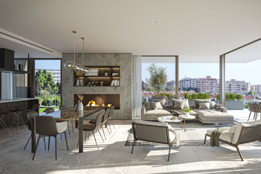 Noble penthouse with roof terrace in newly-built residential complex in Palma