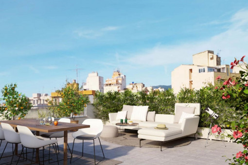 Bright and sunny, newly-built penthouse with parking near Palma's town-centre